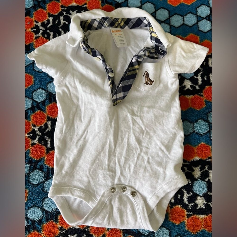 Gymboree Collar Polo Cotton top with plaid trim  & Matching Cap Plaid baby boy